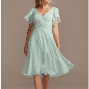 David’s Bridal Mid Length Bridesmaid Dress Dusty Sage